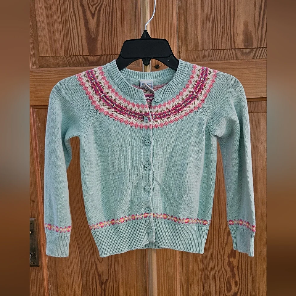 Old Navy Girl's Pastel Button Up Sweater Size 5